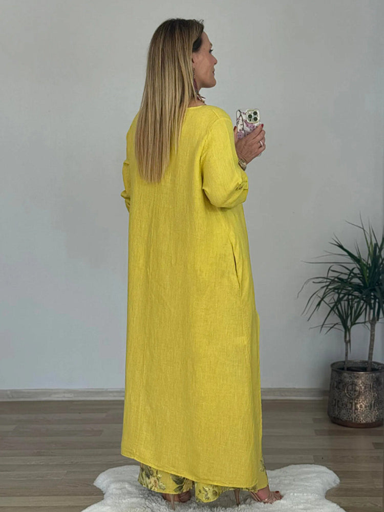 Casual Irregular Top and Wide Leg Trousers | Cotton and Linen Set