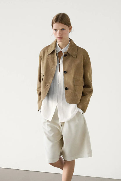 Essentials Loft™ | Split suede leather jacket with pocket