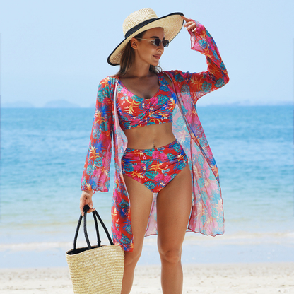 Printed Bikini Swimwear | 3-Piece Set