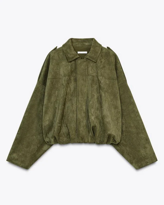 LIGHT | FAUX SUEDE BOMBER JACKET