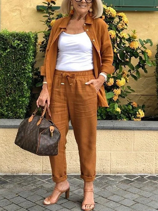 Martha | Solid Cotton Linen Women Suits  Casual