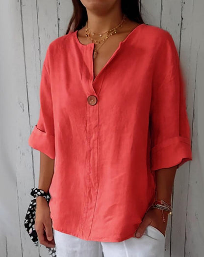 Comfortable V-neck Top | Cotton and linen