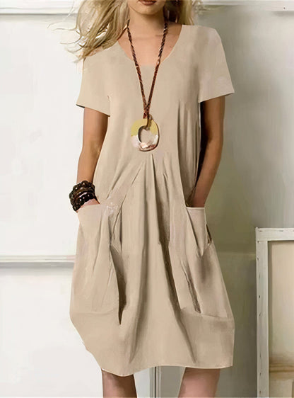 Danica – Pleated Pocket Midi Dress