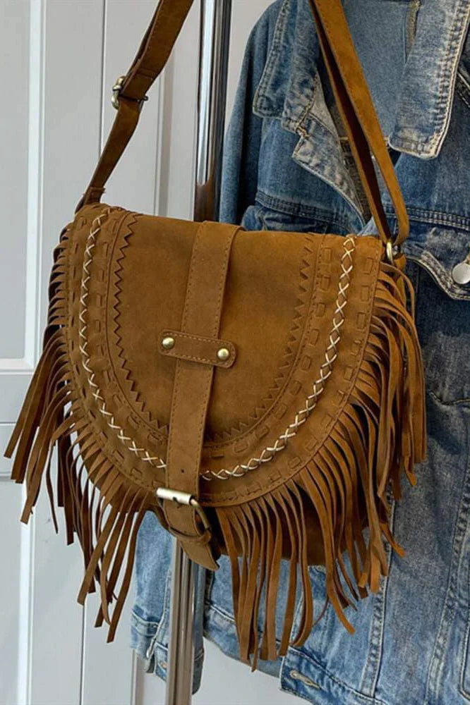 Essentials Loft™ | Brown Western Cowboy Style Fringe Crossbody Bag