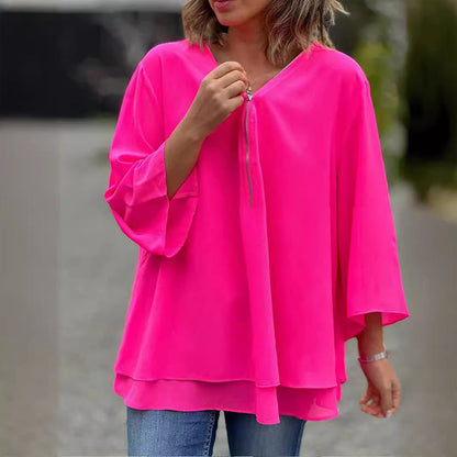Heidi - Stylish V-Neck Flowy Top