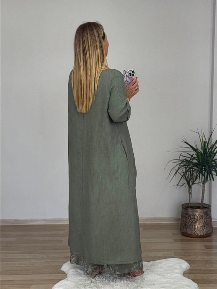 Casual Irregular Top and Wide Leg Trousers | Cotton and Linen Set