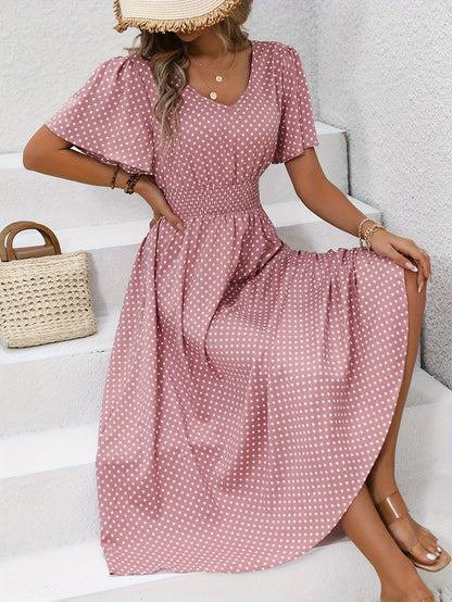 Nathalie | Polka Dot Midi Dress