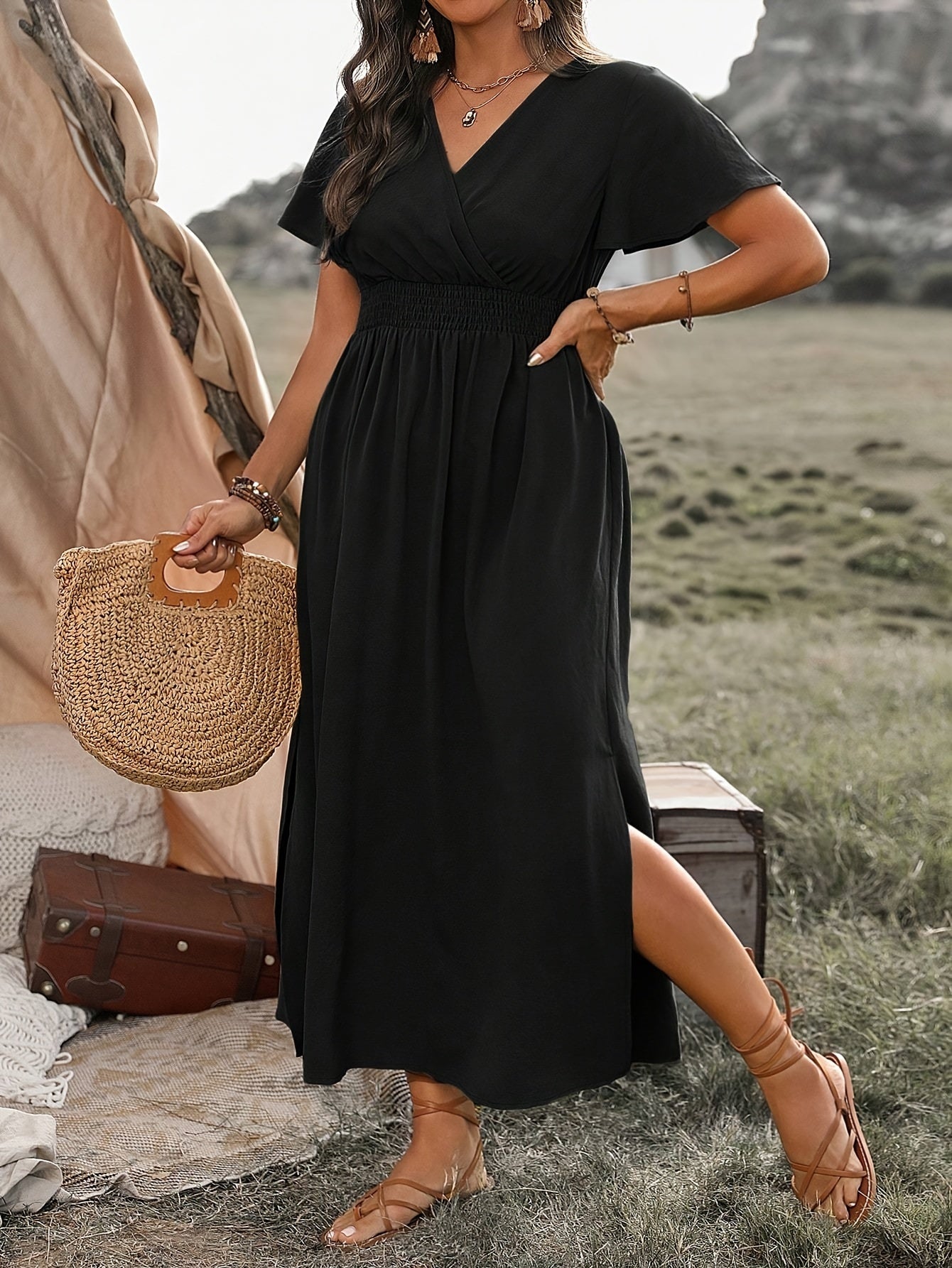 Sharon | Smocked Waist Midi Dress