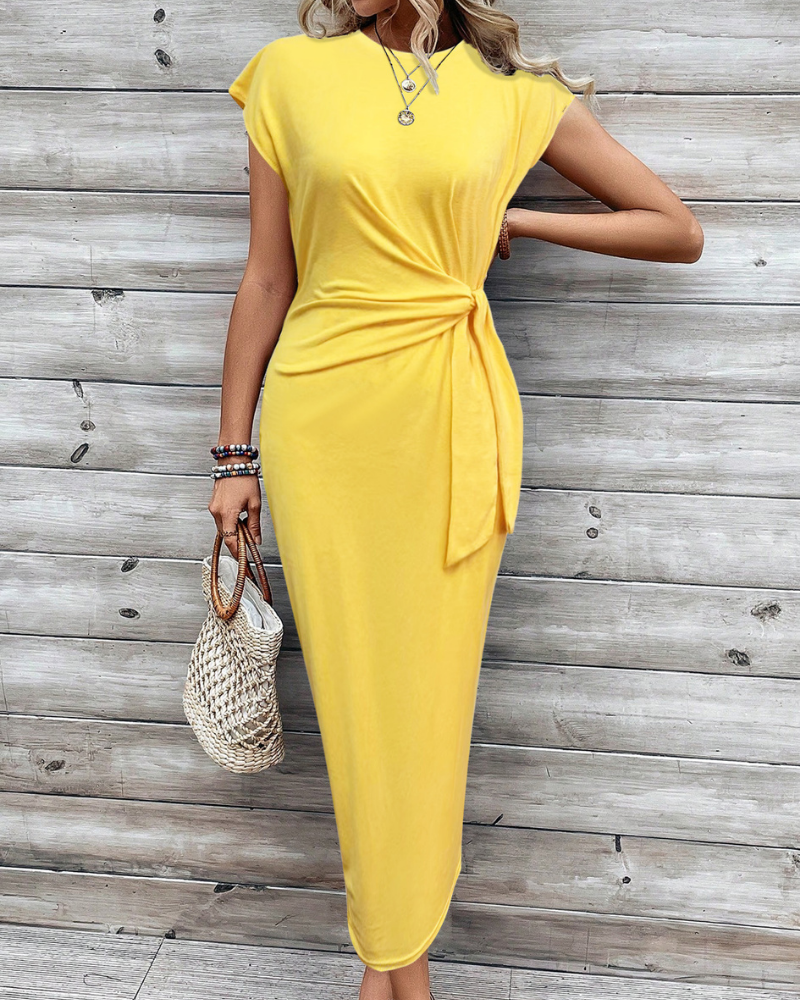 Khloe | Knotted Waist Midi Dress