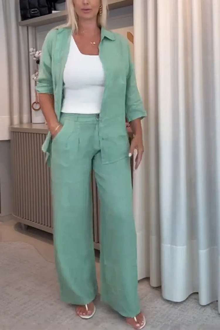 Sally | Casual Cotton And Linen Two-Piece Suit