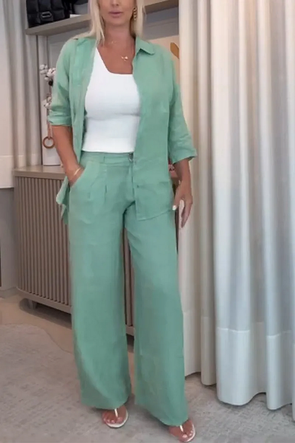 Sally | Casual Cotton And Linen Two-Piece Suit
