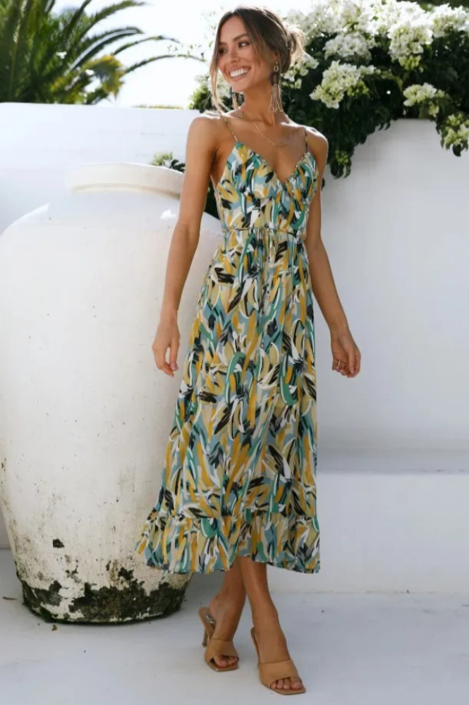 Rosie – Abstract Print Midi Dress
