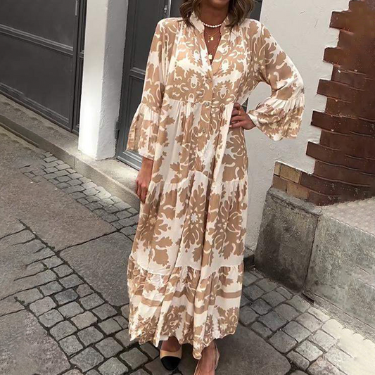 Janella – Printed Flared Maxi Dress