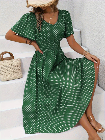 Nathalie | Polka Dot Midi Dress