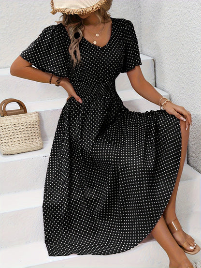 Nathalie | Polka Dot Midi Dress