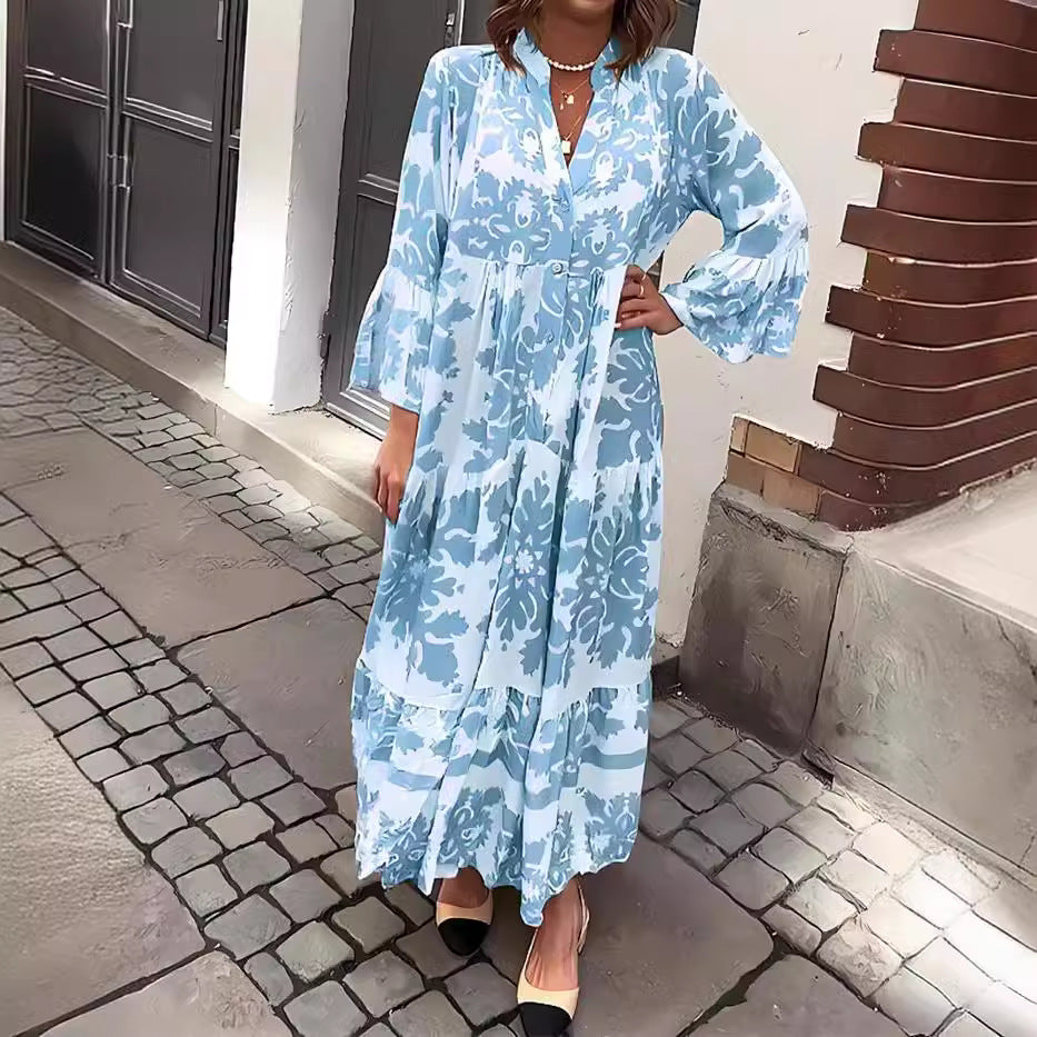 Janella – Printed Flared Maxi Dress