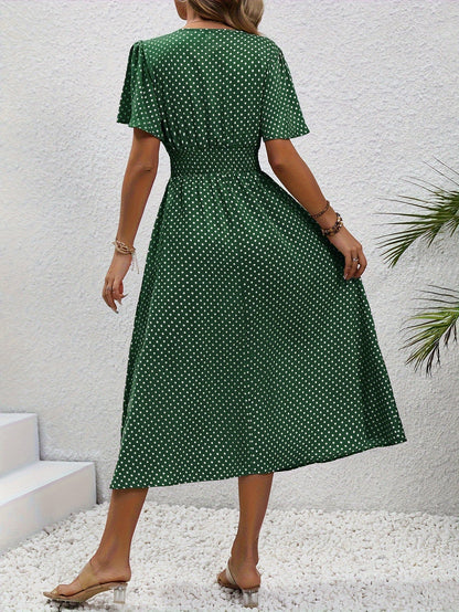 Nathalie | Polka Dot Midi Dress
