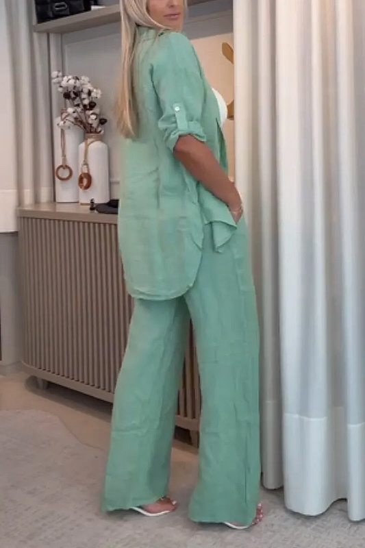 Sally | Casual Cotton And Linen Two-Piece Suit