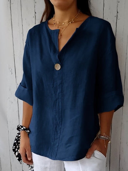 Comfortable V-neck Top | Cotton and linen