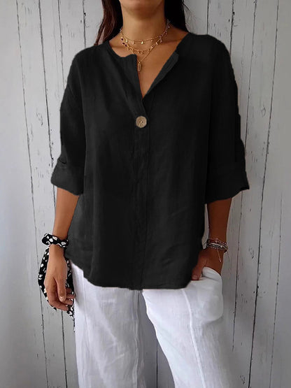 Comfortable V-neck Top | Cotton and linen