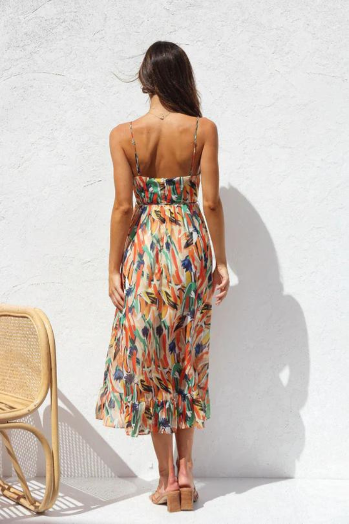 Rosie – Abstract Print Midi Dress