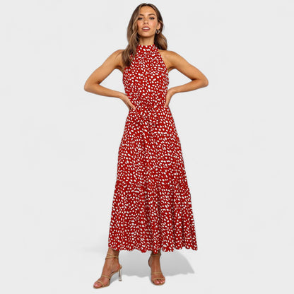 Amaya – Polka Dot Halter Midi Dress
