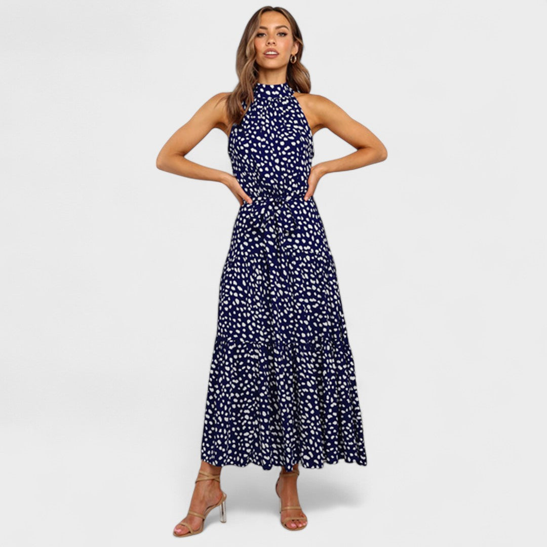 Amaya – Polka Dot Halter Midi Dress
