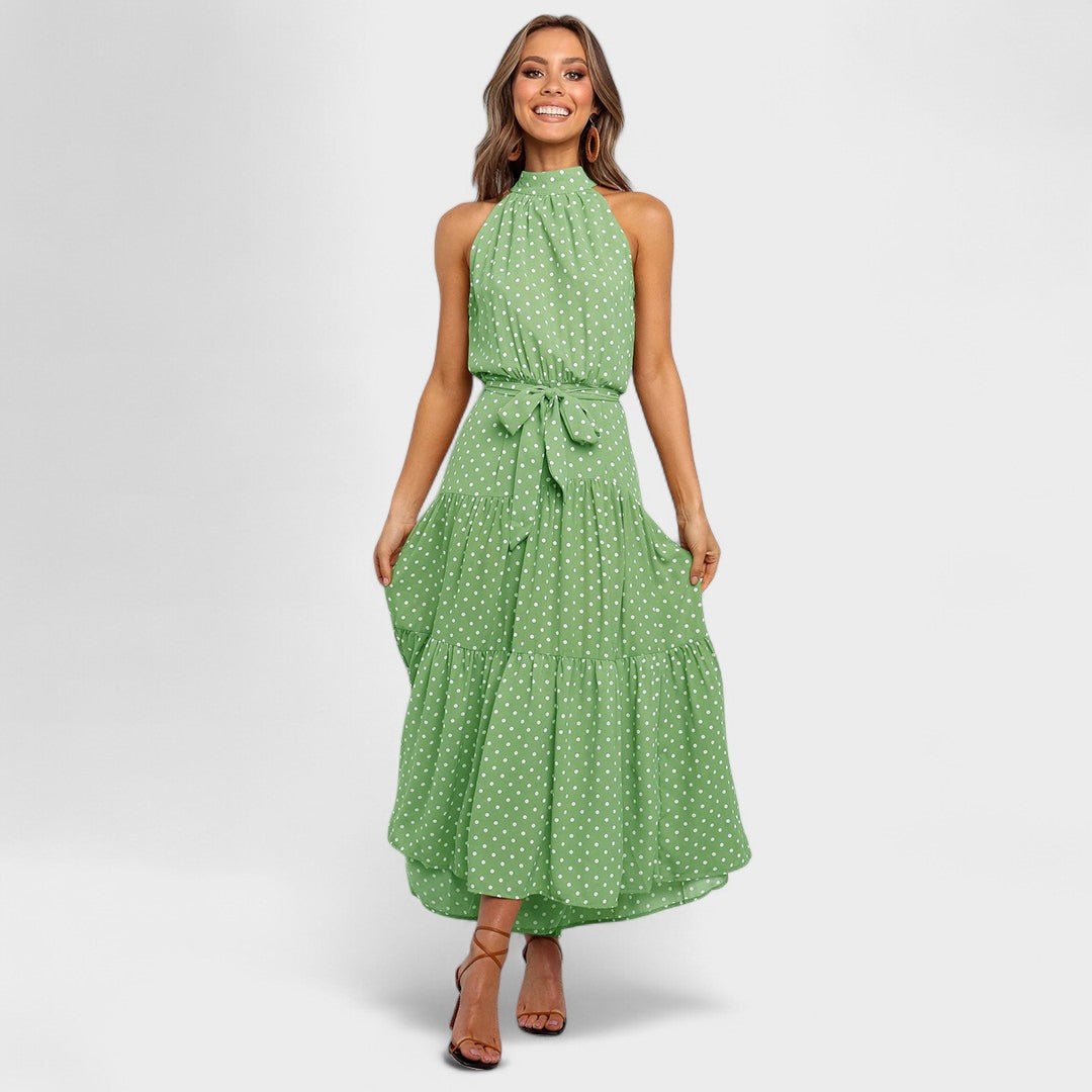 Amaya – Polka Dot Halter Midi Dress