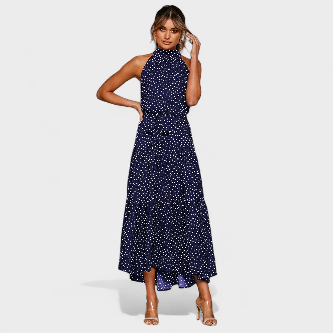 Amaya – Polka Dot Halter Midi Dress