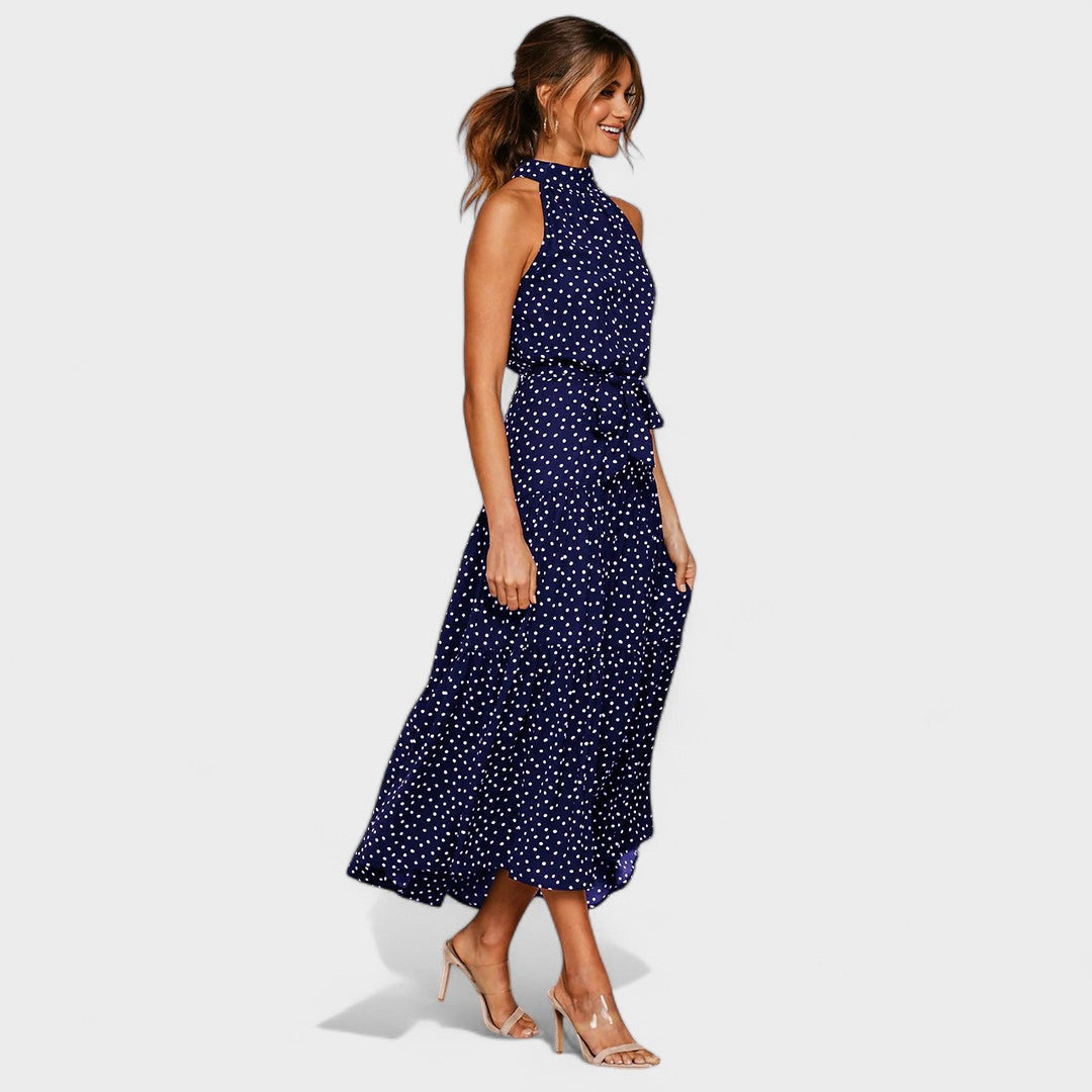Amaya – Polka Dot Halter Midi Dress