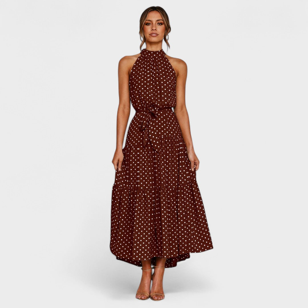 Amaya – Polka Dot Halter Midi Dress