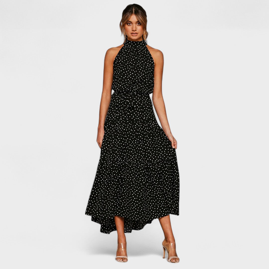 Amaya – Polka Dot Halter Midi Dress