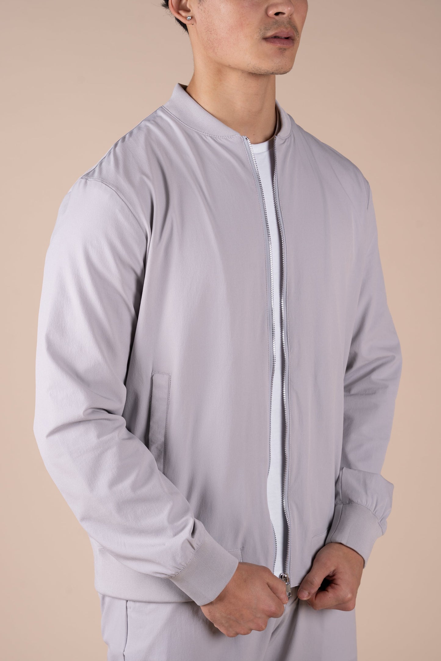 Premium Tapered Turn-Up Pants - Grey