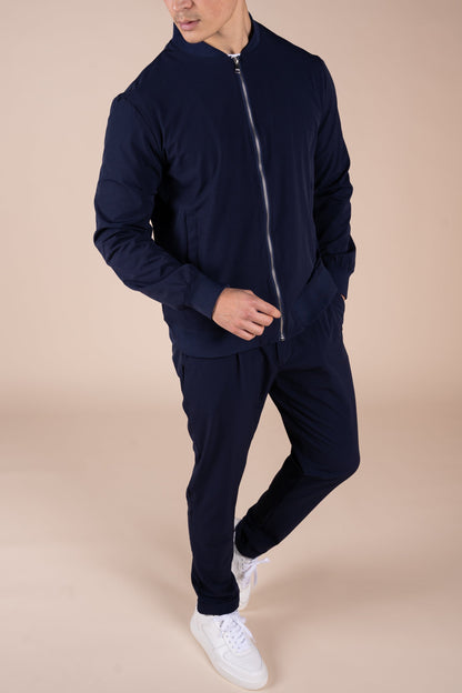 Premium Tapered Turn-Up Pants - Navy