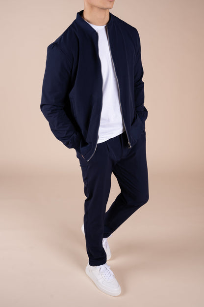 Premium Tapered Turn-Up Pants - Navy