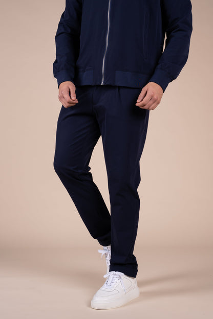 Premium Tapered Turn-Up Pants - Navy