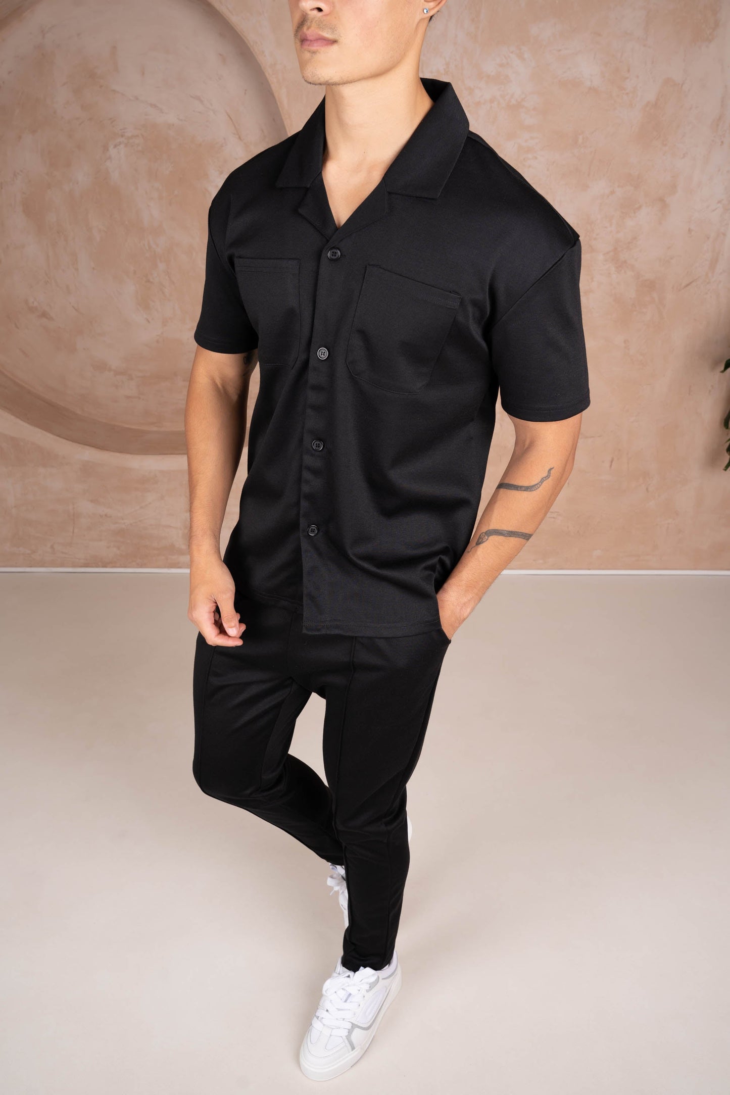 Marl Pintuck Pant - Black
