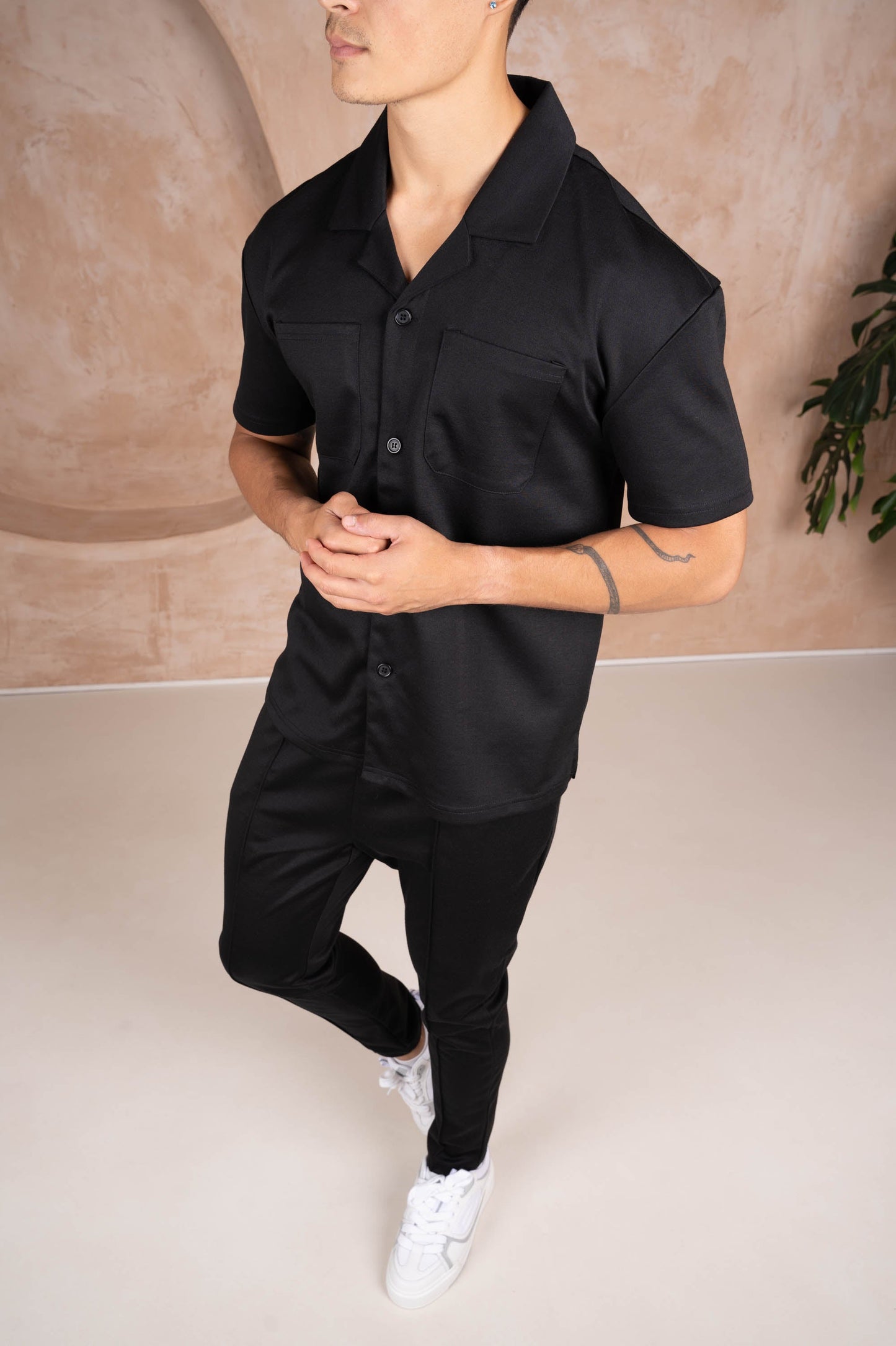 Marl Pintuck Pant - Black