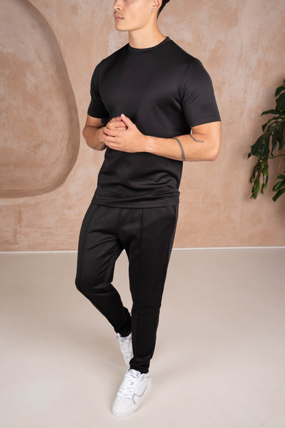 Premium Scuba Pintuck Joggers - Black