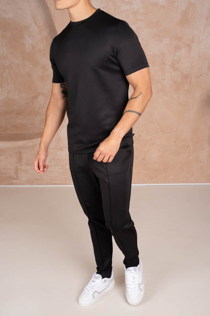 Premium Scuba Pintuck Joggers - Black