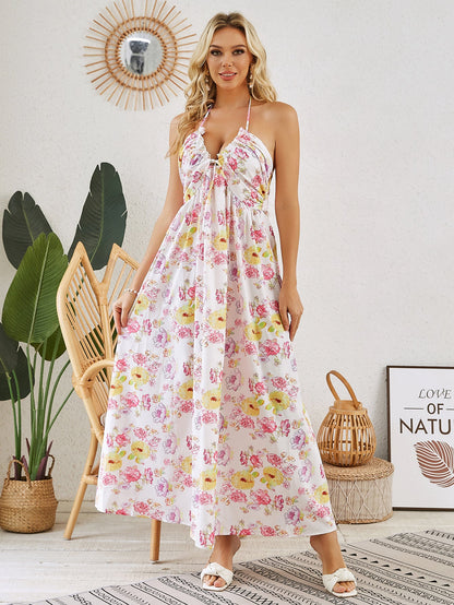 Wendy | Sleeveless Print Tie Pleated Dress