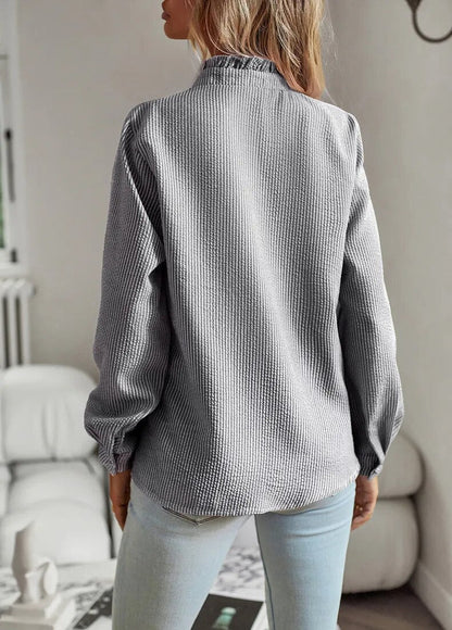 Lang – Textured Ruffle Collar Blouse