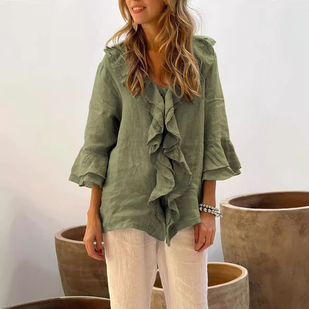 Cherry - Stylish Ruffled Blouse