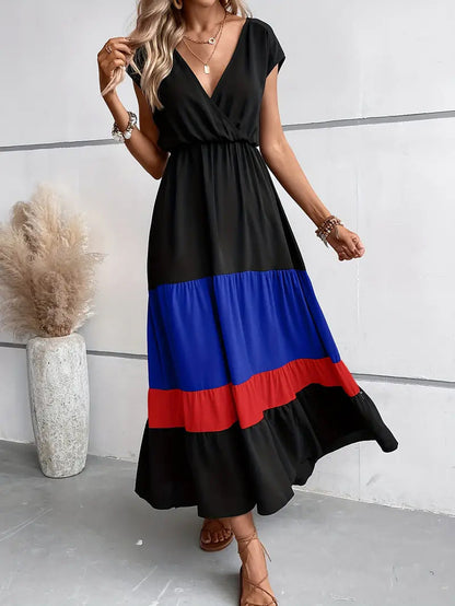 Adelynn – Colour Block Tiered Maxi Dress