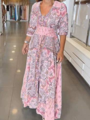 Arissa – Boho Patchwork Maxi Dress