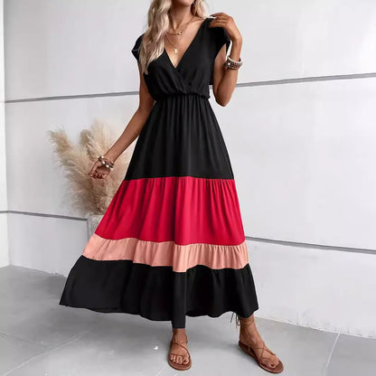 Adelynn – Colour Block Tiered Maxi Dress