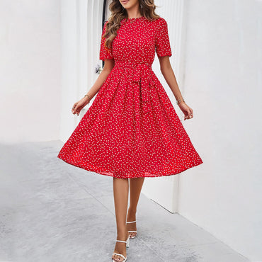 Willa | Belted Polka Dot Midi Dress