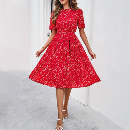 Willa | Belted Polka Dot Midi Dress