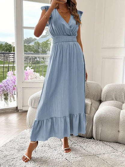 Terry | Ruffle Sleeve Smocked Midi Dress
