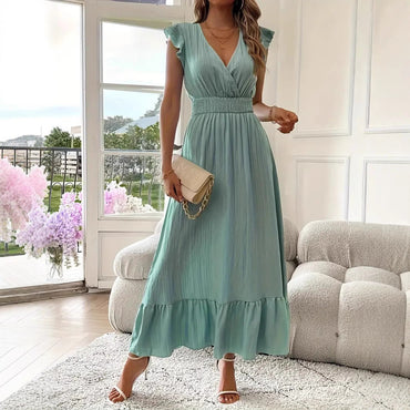 Terry | Ruffle Sleeve Smocked Midi Dress
